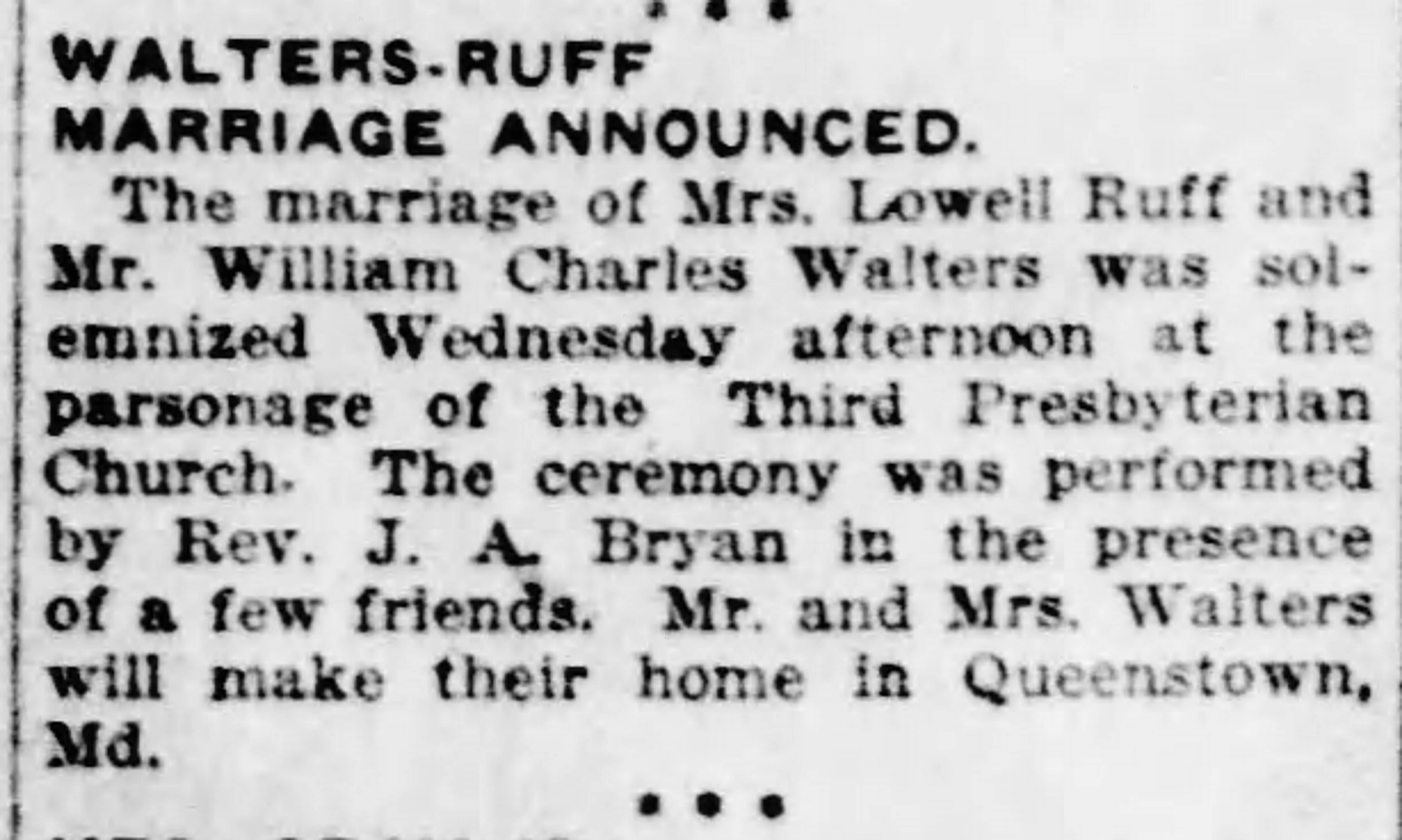 Lowell Ruff-William Charles Walters